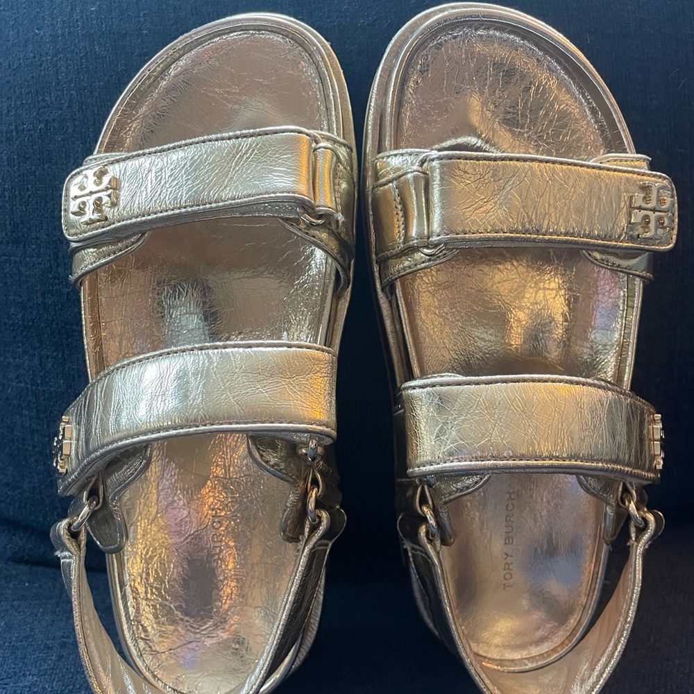 Tory Burch light gold sandals. Size 7. Excellent condition. - Picture 2 of 5